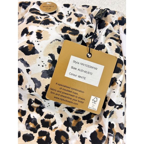 Nip Tuck Rhonda Leopard Animal Print One Shoulder One Piece Swimsuit 10 NWT - Picture 4 of 5